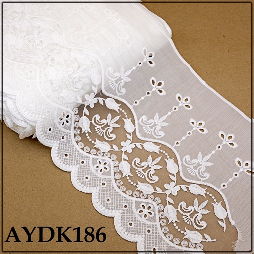 [AYDK186-WHITE] Cotton One Side Border Lace