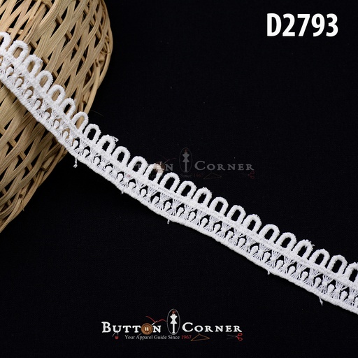 [D2793-WHITE] One Side Border Shuttle Lace