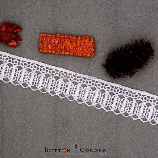 [MYB728-WHITE] One Side Border Shuttle Lace