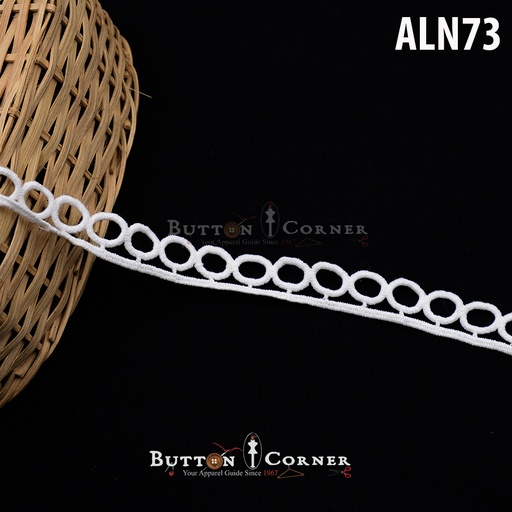 [ALN73-WHITE] One Side Border Shuttle Lace