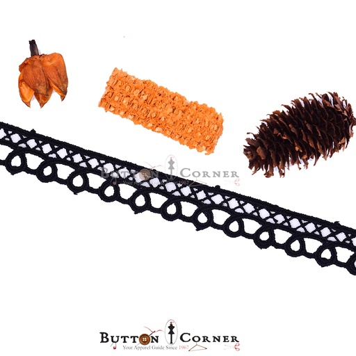 [D10750-BLACK] One Side Border Shuttle Lace