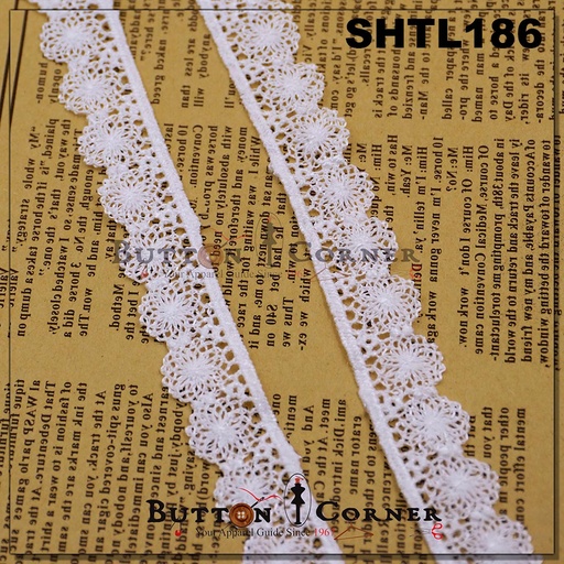 [SHTL186-WHITE] One Side Border Shuttle Lace