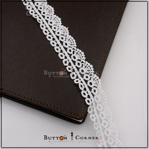 [ALN248-WHITE] One Side Border Shuttle Lace