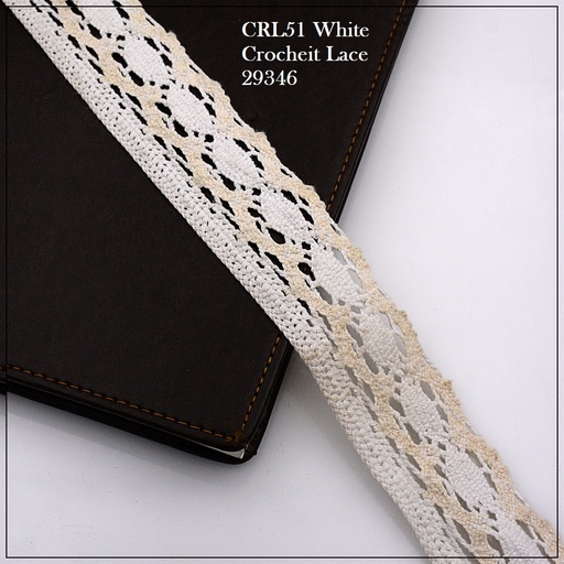 [CRL51 WHITE BEIGE] One Side Border Crochet Lace