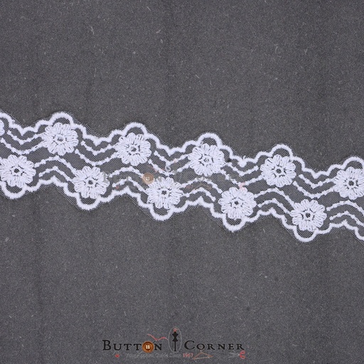 [AF996650-WHITE] Double Side Border Net Lace