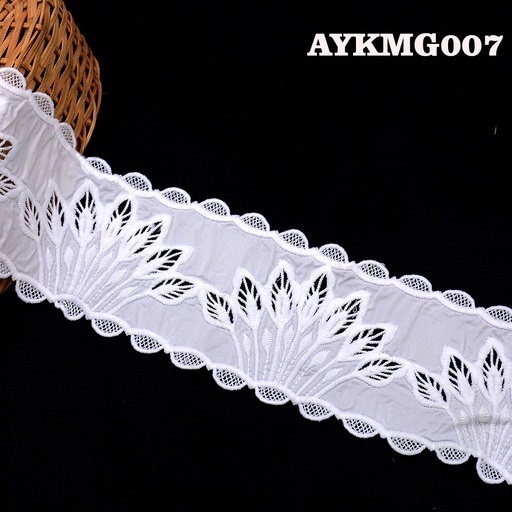 [AYKMG007-WHITE] Cotton Double Side Border Lace