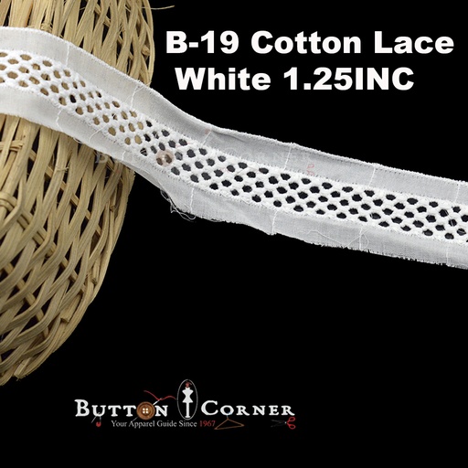 [B-19-WHITE] Cotton Double Side Border Lace