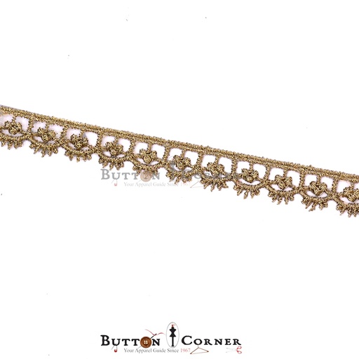 [ALN303-ANTIQUE] One Side Border Metallic Yarn Lace