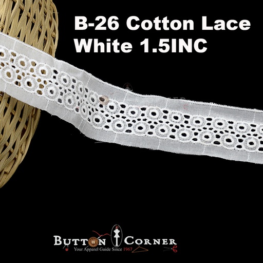 [B-26-WHITE] Cotton Double Side Border Lace