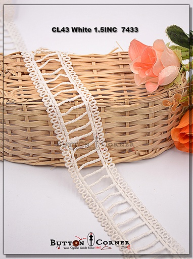 [CL43 WHITE] Double Side Border Crochet Lace