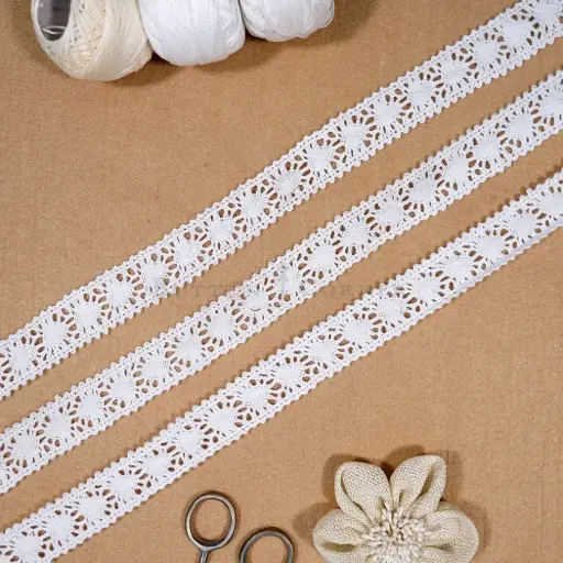 [CRL31 WHITE] Double Side Border Crochet Lace