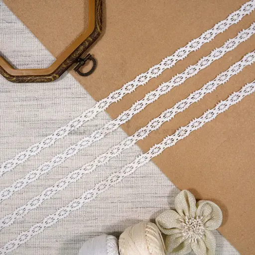 [CRL57 WHITE] Double Side Border Crochet Lace