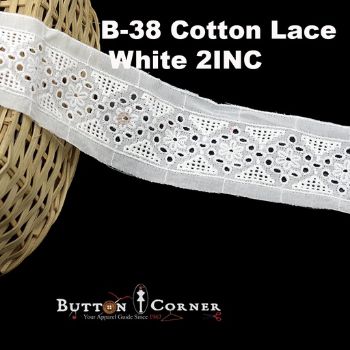 [B-38-WHITE] Cotton Double Side Border Lace