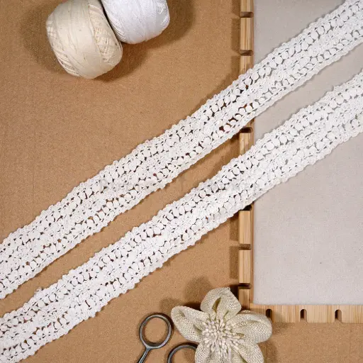 [CRL72 WHITE] Double Side Border Crochet Lace