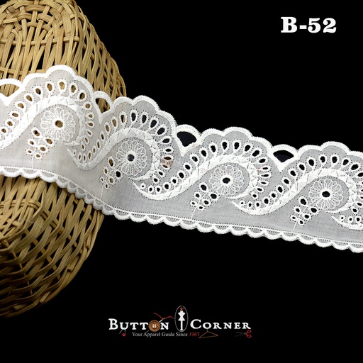 [B-52 WHITE] Cotton One Side Border Lace
