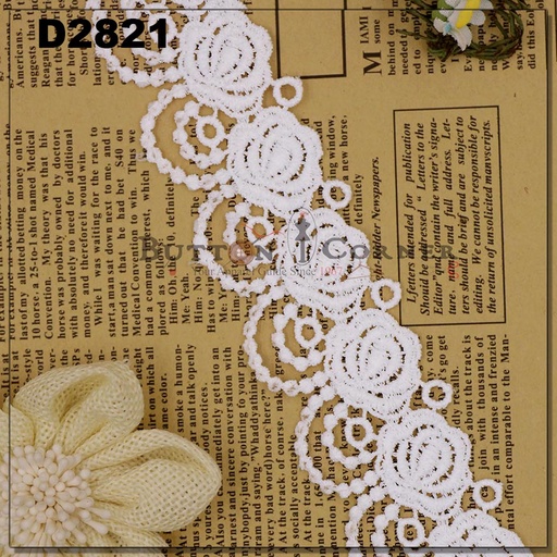 [D2821-WHITE] One Side Border Shuttle Lace