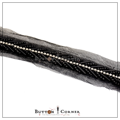 Double Side Fancy Glass Beads Net Lace