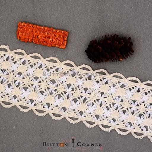 [CRL163 BEIGE WHITE] Double Side Border Crochet Lace