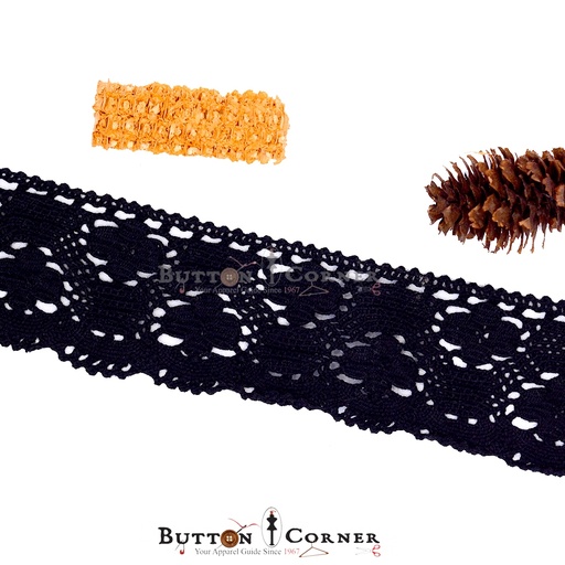 [CRL201 BLACK] One Side Border Crochet Lace