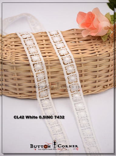 [CL42-WHITE] Double Side Border Cotton Lace