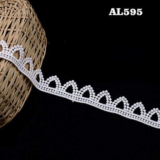 [AL595-WHITE] One Side Border Shuttle Lace