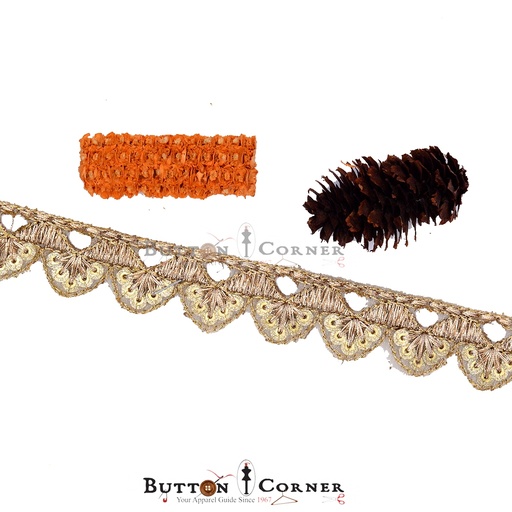 [GOTL629-GOLD] Fancy Metallic Yarn Gota Lace