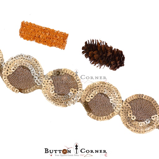 [MYB567-COPPER] Round Shape Fancy Sequence Lace