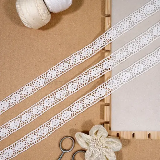 [CRL188 WHITE] Double Side Border Crochet Lace