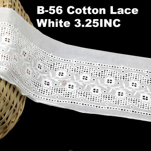 [B-56-WHITE] Cotton Double Side Border Lace