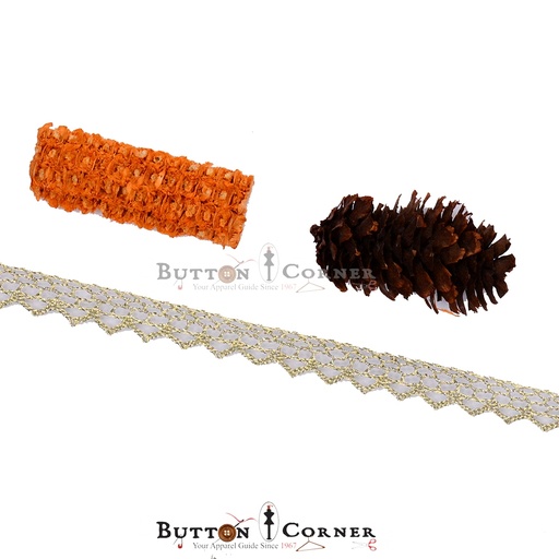 One Side Border Metallic Yarn Lace