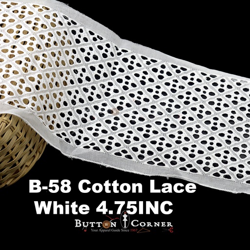 [B-58 WHITE] Cotton Double Side Border Lace
