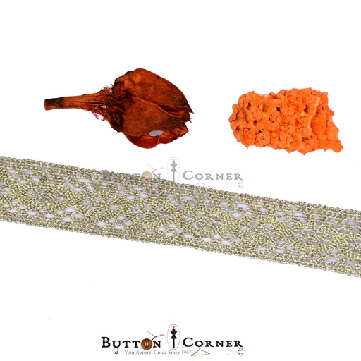 [TCL30-LIGHT GOLD] Double Side Border Metallic yarn Lace