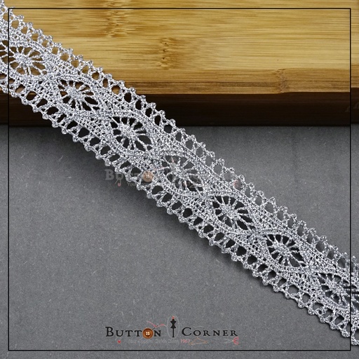 [IF25-SILVER] Double Side Border Metallic Yarn Lace