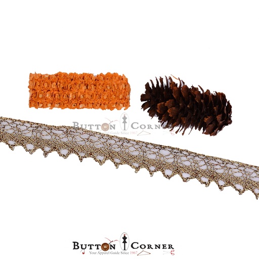 [TCL16-ANTIQUE] One Side Border Metallic Yarn Lace