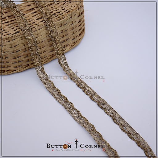 [TCL20 ANTIQUE GOLD] Fancy Border Metallic Yarn Lace