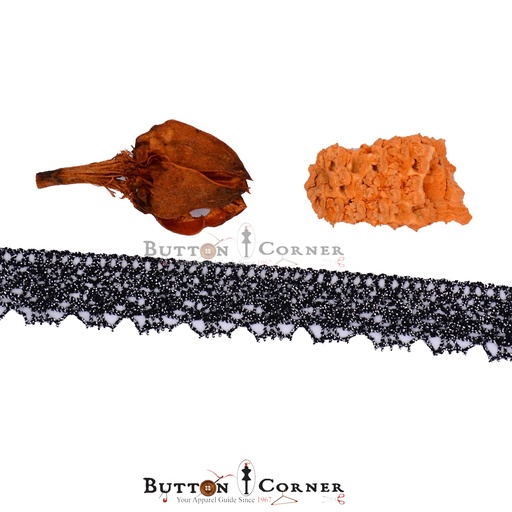 [TCL66-BLACK SILVER] One Side Border Metallic Yarn Lace