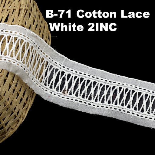 [B-71-WHITE] Cotton Double Side Border Lace