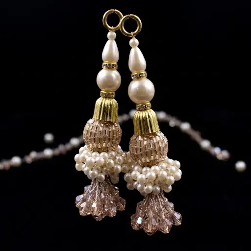 Fancy Glass Beads, Pearl & Crystal Tassel