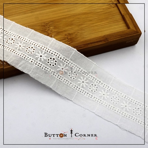 [IF40-WHITE] Double Side Border Cotton Lace