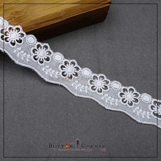 [IF75-WHITE] Embroidery Cotton Lace