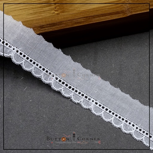[IF70-WHITE] Embroidery Cotton Lace