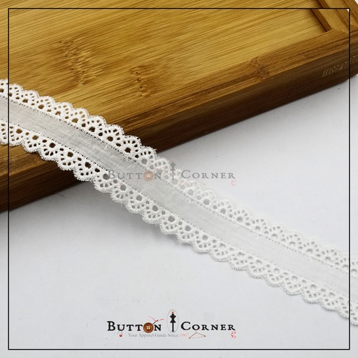 [IF50 WHITE] 2 Side Border Embroidery Cotton Lace