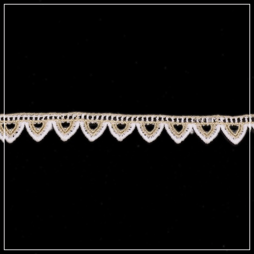 [ALN315-WHITE GOLD] Fancy Metallic Yarn Shuttle Lace