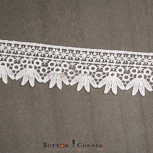 [21082-WHITE] One Side Border Shuttle Lace