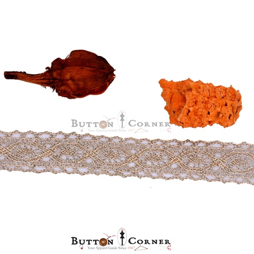 [AF100734-ANTIQUE] Double Side Border Metallic Yarn Lace