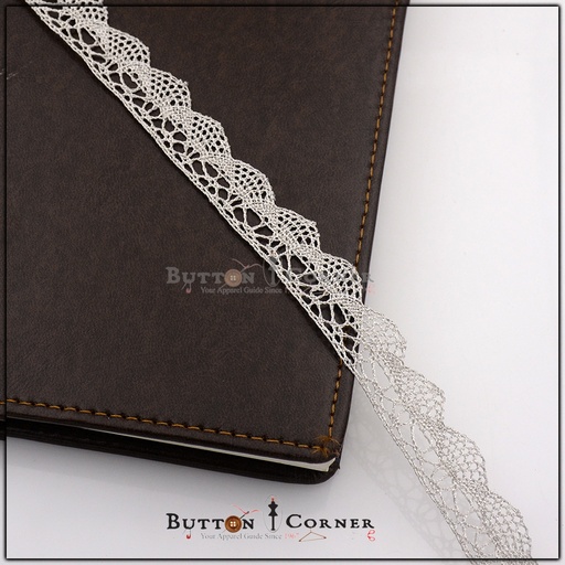 [TCL19-SILVER] One Side Border Metallic Yarn Lace