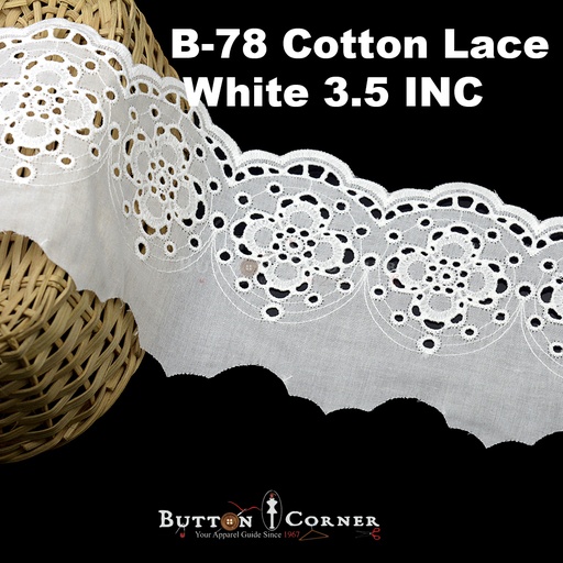 [B-78-WHITE 321676] Cotton One Side Border Lace