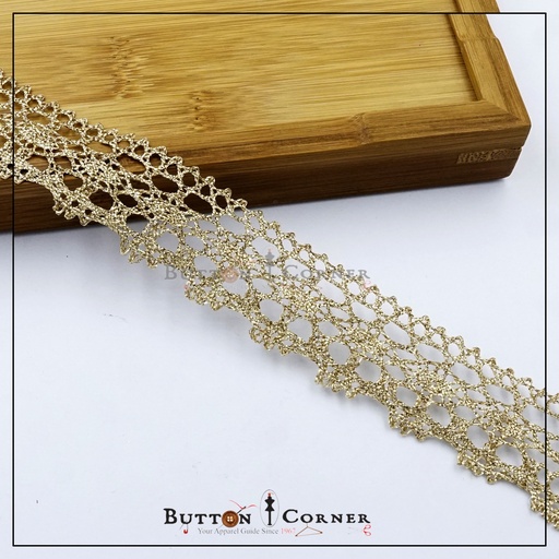 [IF30-GOLD] One Side Border Metallic Yarn Lace