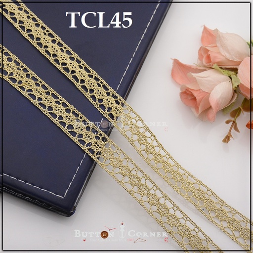 [TCL45-LIGHT GOLD] Double Side Border Metallic Yarn Lace