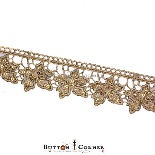 [AL934-ANTIQUE GOLD] Fancy Metallic Yarn Sequence Lace